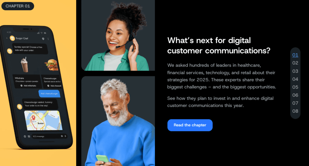 Hero image for SCC report depicting a customer support rep and middle aged customer.